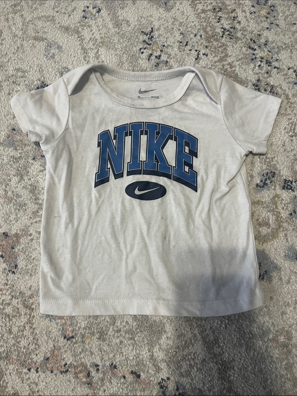 Nike White Short Sleeve Tee with Navy and Royal Blue Logo